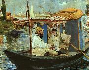 Edouard Manet Claude Monet Working on his Boat in Argenteuil oil painting on canvas
